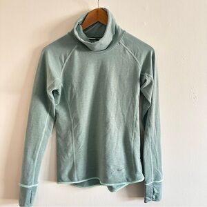 NIKE Green Cowl Turtleneck Sweater Lightweight Knit